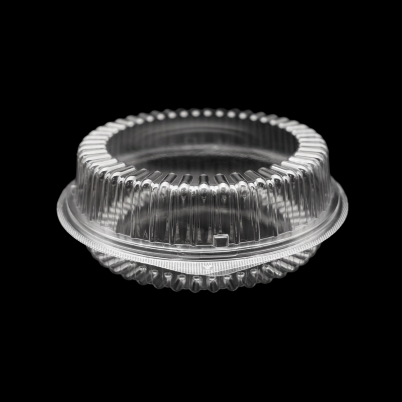 BX-410 6.5-inch round PET bakery container with crystal-clear anti-fog design for bakery takeaway and display